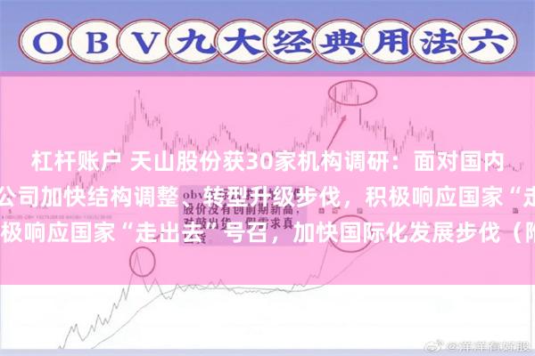 杠杆账户 天山股份获30家机构调研：面对国内水泥行业发展新态势，公司加快结构调整、转型升级步伐，积极响应国家“走出去”号召，加快国际化发展步伐（附调研问答）