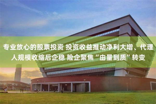 专业放心的股票投资 投资收益推动净利大增、代理人规模收缩后企稳 险企聚焦“由量到质”转变