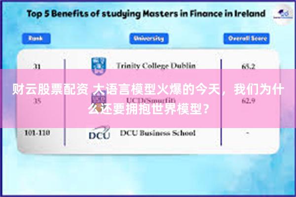 财云股票配资 大语言模型火爆的今天，我们为什么还要拥抱世界模型？