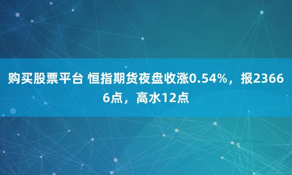 购买股票平台 恒指期货夜盘收涨0.54%，报23666点，高水12点