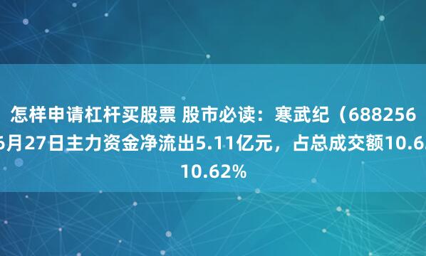 怎样申请杠杆买股票 股市必读：寒武纪（688256）6月27日主力资金净流出5.11亿元，占总成交额10.62%
